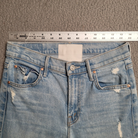 MOTHER Jeans 25 Blue The Rascal Ankle Undone Hem Distressed Vacation Temptation - Picture 12 of 15